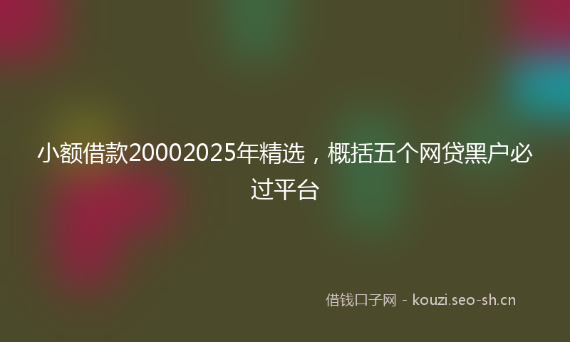 小额借款20002025年精选,概括五个网贷黑户必过平台