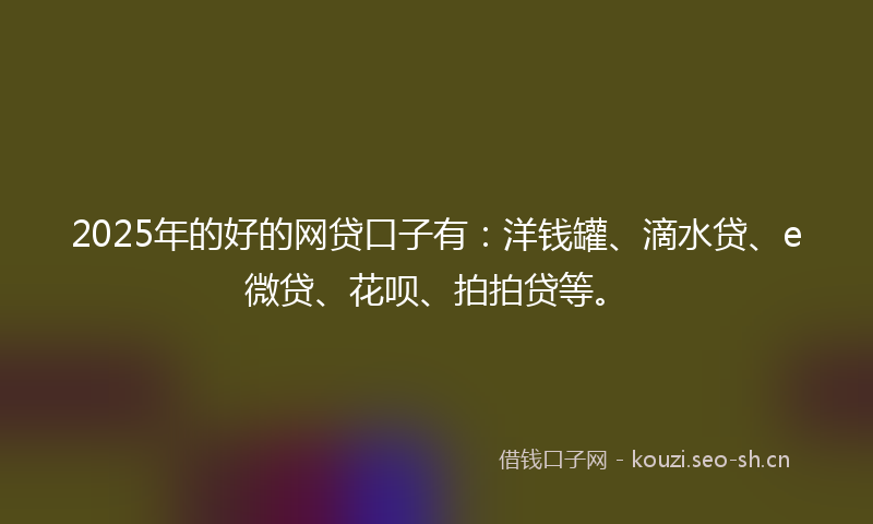 2025年的好的网贷口子有：洋钱罐、滴水贷、e微贷、花呗、拍拍贷等。