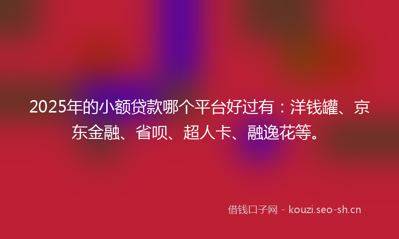 2025年的小额贷款哪个平台好过有：洋钱罐、京东金融、省呗、超人卡、融逸花等。