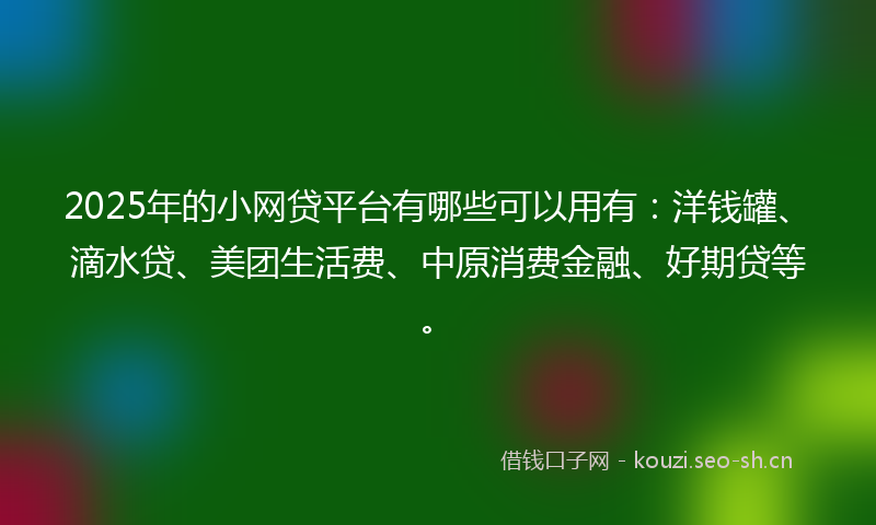 2025年的小网贷平台有哪些可以用有：洋钱罐、滴水贷、美团生活费、中原消费金融、好期贷等。