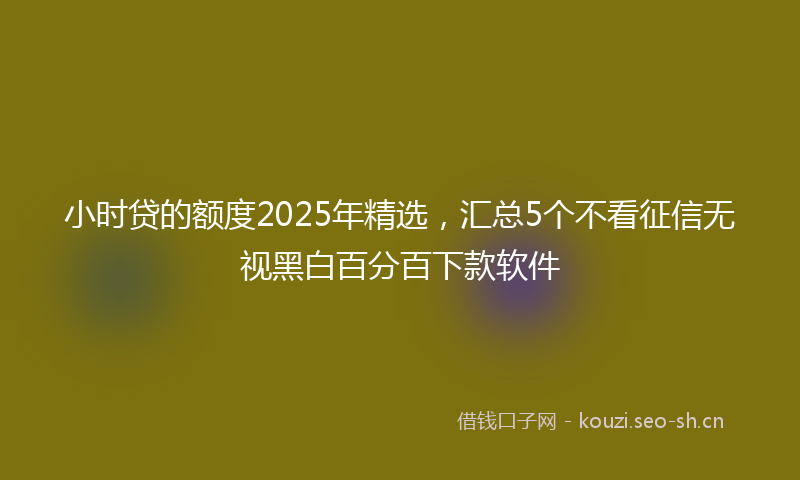 小时贷的额度2025年精选，汇总5个不看征信无视黑白百分百下款软件