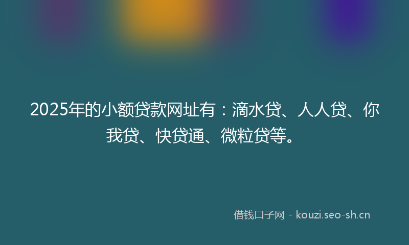 2025年的小额贷款网址有：滴水贷、人人贷、你我贷、快贷通、微粒贷等。