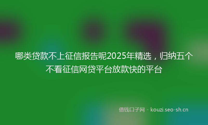 哪类贷款不上征信报告呢2025年精选，归纳五个不看征信网贷平台放款快的平台