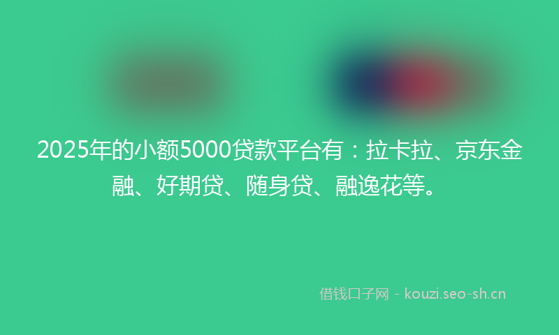 2025年的小额5000贷款平台有：拉卡拉、京东金融、好期贷、随身贷、融逸花等。
