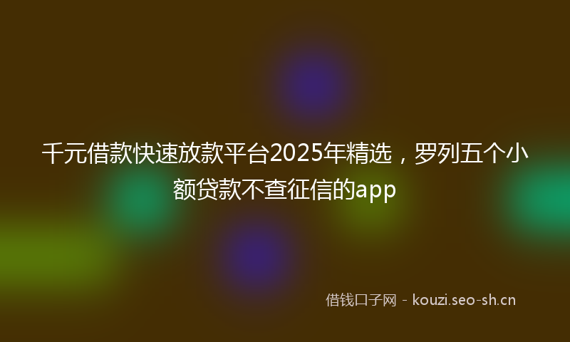 千元借款快速放款平台2025年精选，罗列五个小额贷款不查征信的app