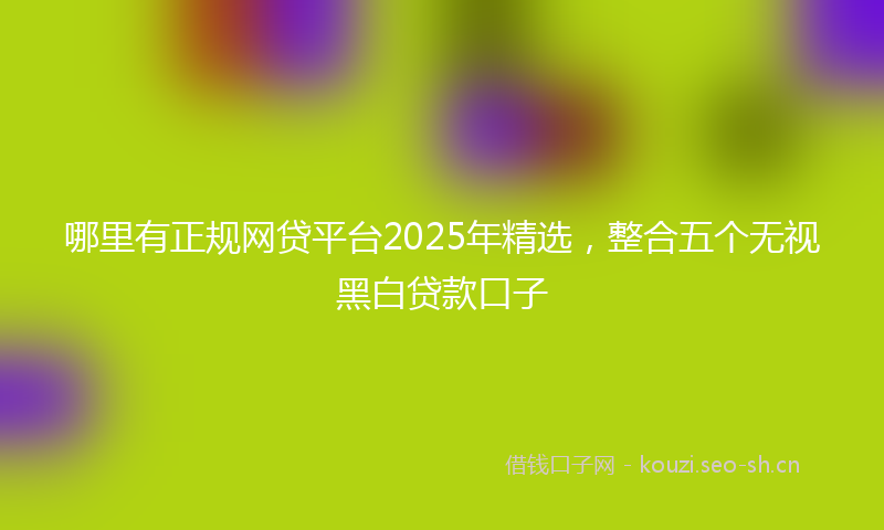 哪里有正规网贷平台2025年精选，整合五个无视黑白贷款口子