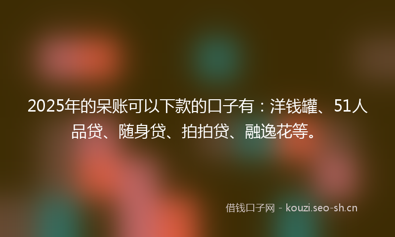 2025年的呆账可以下款的口子有：洋钱罐、51人品贷、随身贷、拍拍贷、融逸花等。