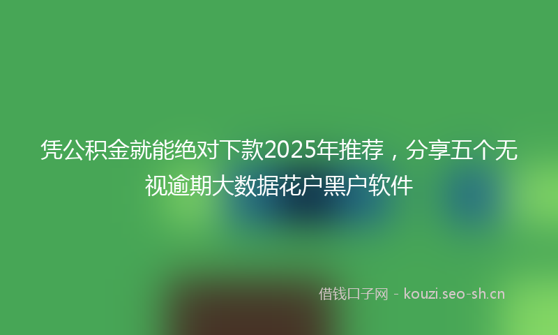 凭公积金就能绝对下款2025年推荐，分享五个无视逾期大数据花户黑户软件