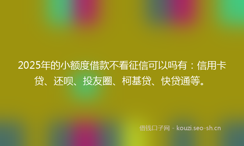 2025年的小额度借款不看征信可以吗有：信用卡贷、还呗、投友圈、柯基贷、快贷通等。