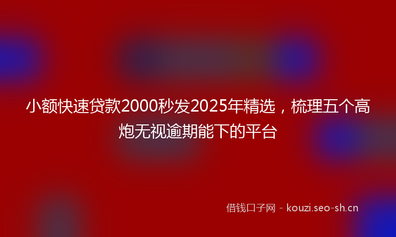 小额快速贷款2000秒发2025年精选，梳理五个高炮无视逾期能下的平台
