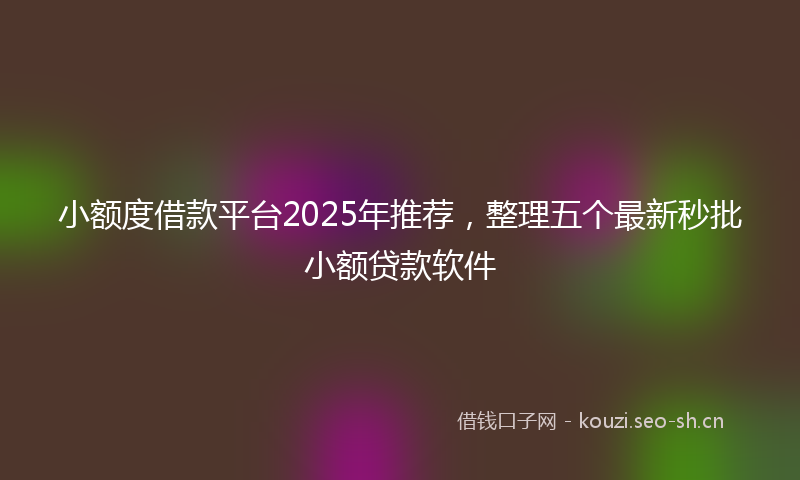 小额度借款平台2025年推荐，整理五个最新秒批小额贷款软件