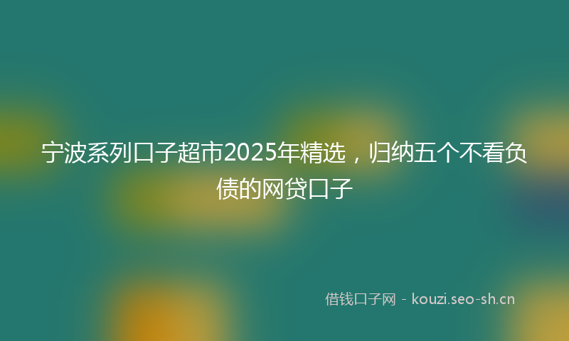 宁波系列口子超市2025年精选，归纳五个不看负债的网贷口子