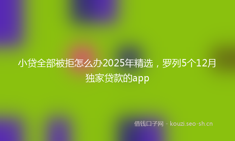 小贷全部被拒怎么办2025年精选，罗列5个12月独家贷款的app