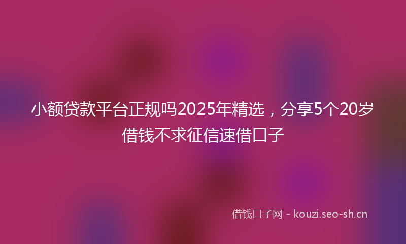 小额贷款平台正规吗2025年精选，分享5个20岁借钱不求征信速借口子