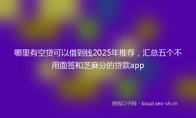 哪里有空贷可以借到钱2025年推荐，汇总五个不用面签和芝麻分的贷款app