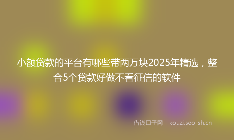 小额贷款的平台有哪些带两万块2025年精选，整合5个贷款好做不看征信的软件