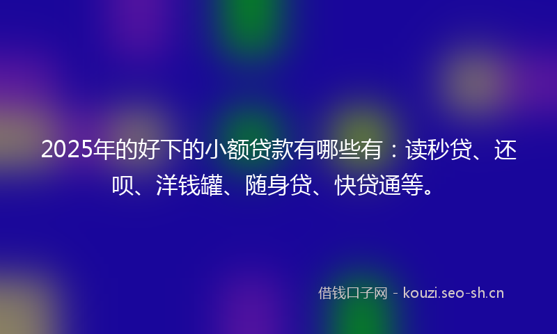 2025年的好下的小额贷款有哪些有：读秒贷、还呗、洋钱罐、随身贷、快贷通等。