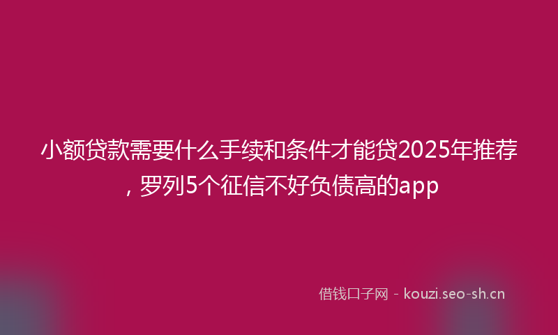 小额贷款需要什么手续和条件才能贷2025年推荐，罗列5个征信不好负债高的app
