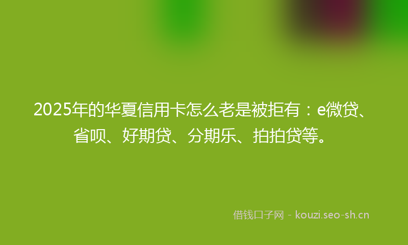 2025年的华夏信用卡怎么老是被拒有：e微贷、省呗、好期贷、分期乐、拍拍贷等。