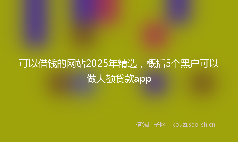 可以借钱的网站2025年精选，概括5个黑户可以做大额贷款app