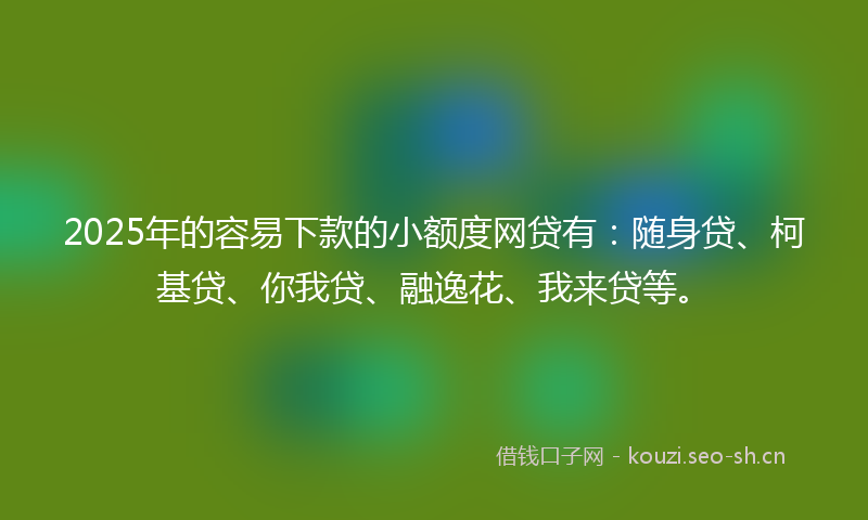 2025年的容易下款的小额度网贷有：随身贷、柯基贷、你我贷、融逸花、我来贷等。