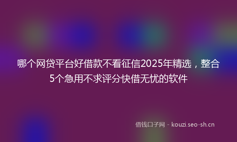 哪个网贷平台好借款不看征信2025年精选，整合5个急用不求评分快借无忧的软件