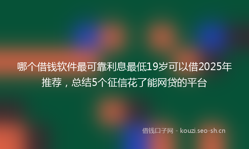 哪个借钱软件最可靠利息最低19岁可以借2025年推荐，总结5个征信花了能网贷的平台
