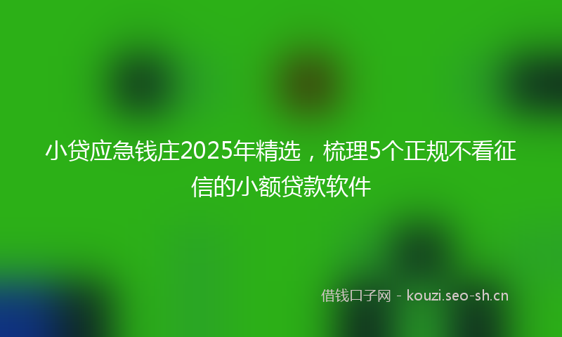 小贷应急钱庄2025年精选，梳理5个正规不看征信的小额贷款软件