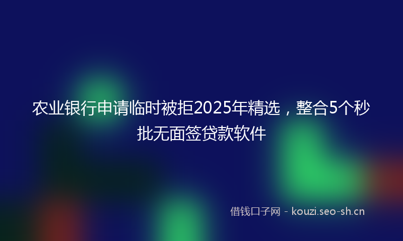 农业银行申请临时被拒2025年精选，整合5个秒批无面签贷款软件