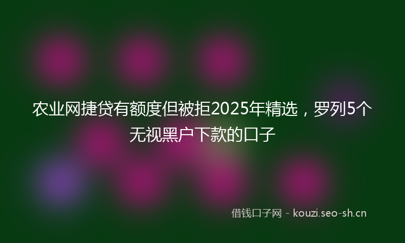 农业网捷贷有额度但被拒2025年精选，罗列5个无视黑户下款的口子