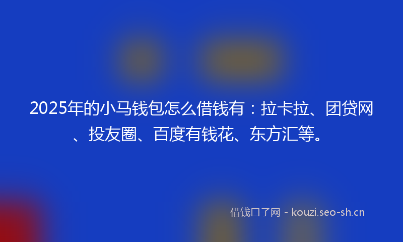 2025年的小马钱包怎么借钱有：拉卡拉、团贷网、投友圈、百度有钱花、东方汇等。