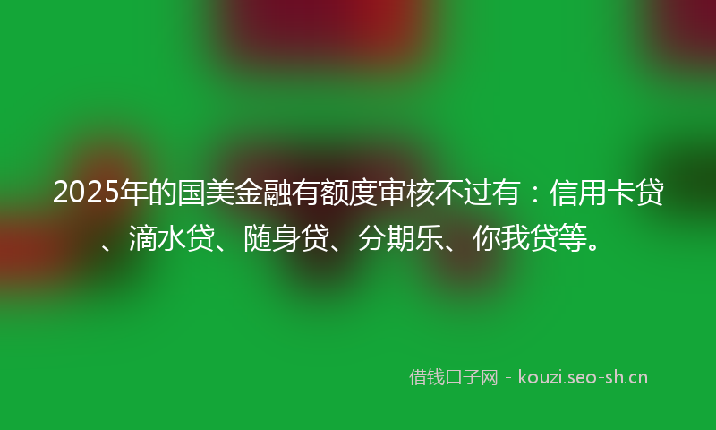 2025年的国美金融有额度审核不过有：信用卡贷、滴水贷、随身贷、分期乐、你我贷等。