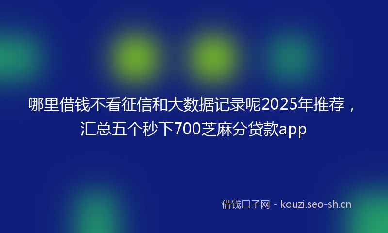哪里借钱不看征信和大数据记录呢2025年推荐，汇总五个秒下700芝麻分贷款app