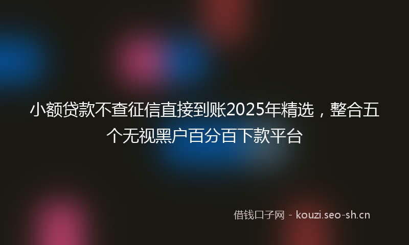 小额贷款不查征信直接到账2025年精选，整合五个无视黑户百分百下款平台