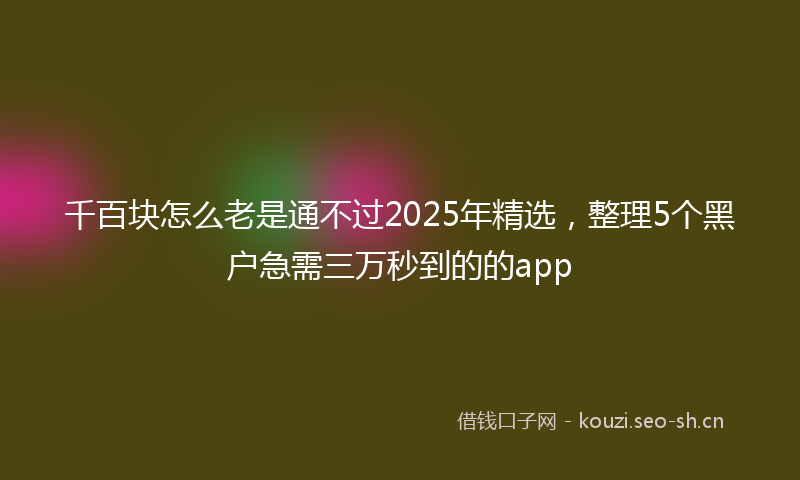 千百块怎么老是通不过2025年精选，整理5个黑户急需三万秒到的的app