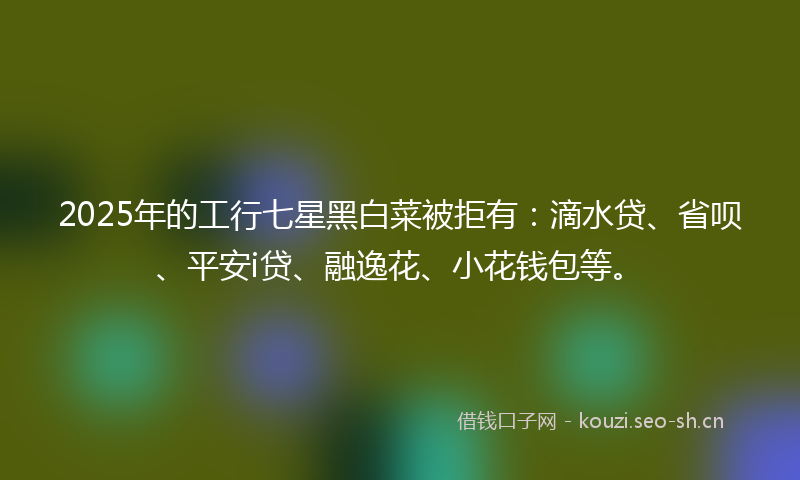 2025年的工行七星黑白菜被拒有：滴水贷、省呗、平安i贷、融逸花、小花钱包等。