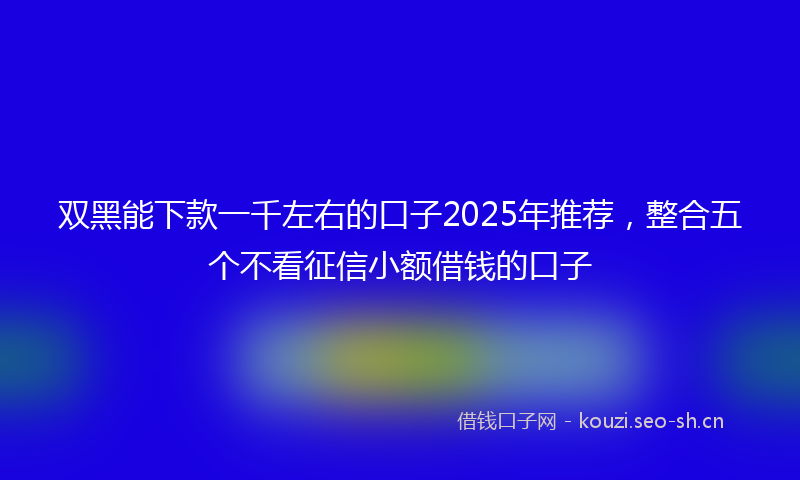 双黑能下款一千左右的口子2025年推荐，整合五个不看征信小额借钱的口子