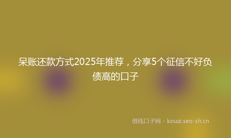 呆账还款方式2025年推荐，分享5个征信不好负债高的口子