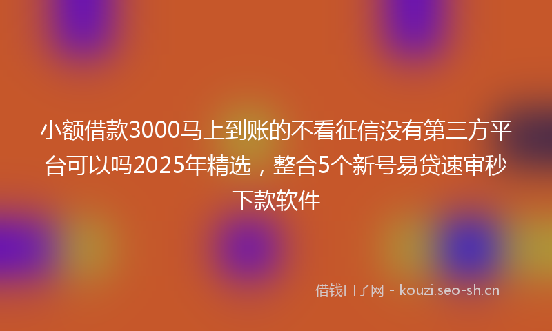小额借款3000马上到账的不看征信没有第三方平台可以吗2025年精选,整合5个新号易贷速审秒下款软件