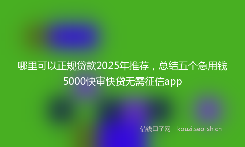 哪里可以正规贷款2025年推荐，总结五个急用钱5000快审快贷无需征信app