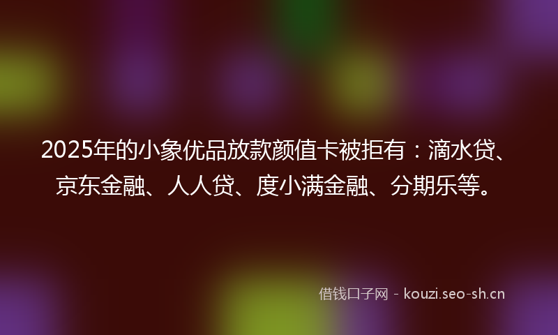 2025年的小象优品放款颜值卡被拒有：滴水贷、京东金融、人人贷、度小满金融、分期乐等。