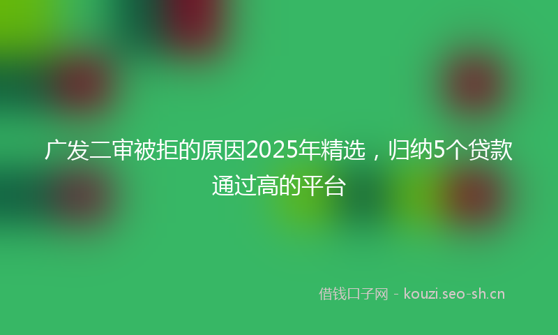 广发二审被拒的原因2025年精选，归纳5个贷款通过高的平台