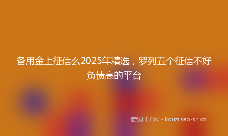 备用金上征信么2025年精选，罗列五个征信不好负债高的平台
