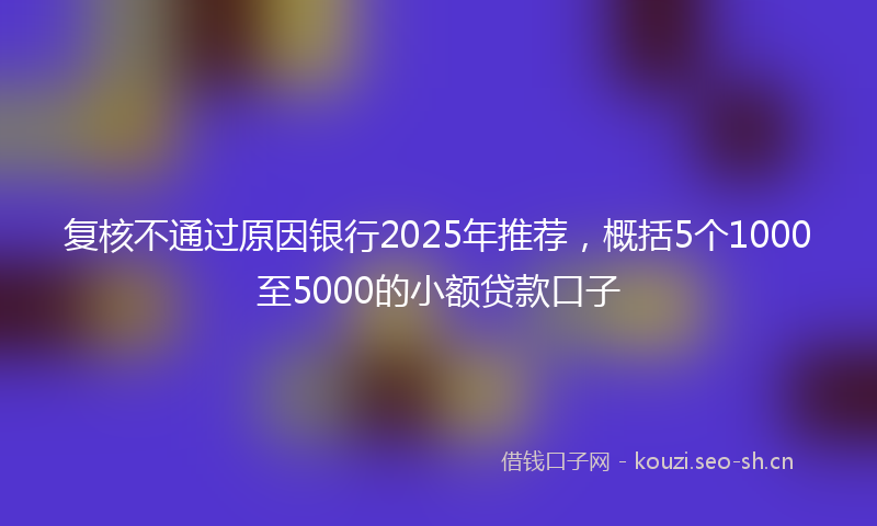 复核不通过原因银行2025年推荐，概括5个1000至5000的小额贷款口子
