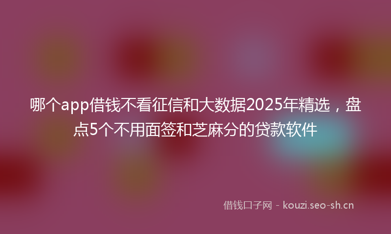 哪个app借钱不看征信和大数据2025年精选，盘点5个不用面签和芝麻分的贷款软件