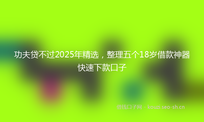 功夫贷不过2025年精选，整理五个18岁借款神器快速下款口子