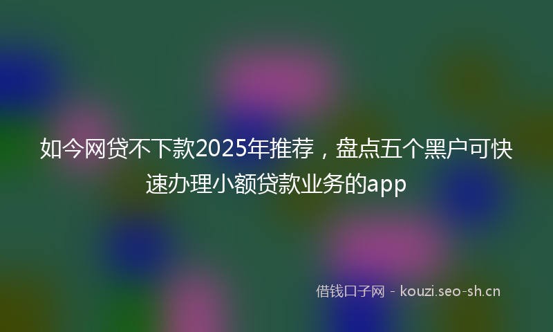如今网贷不下款2025年推荐，盘点五个黑户可快速办理小额贷款业务的app