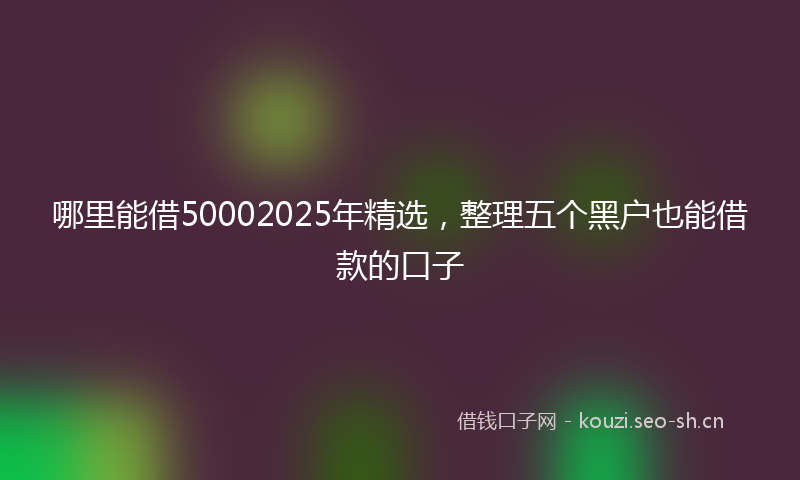 哪里能借50002025年精选,整理五个黑户也能借款的口子