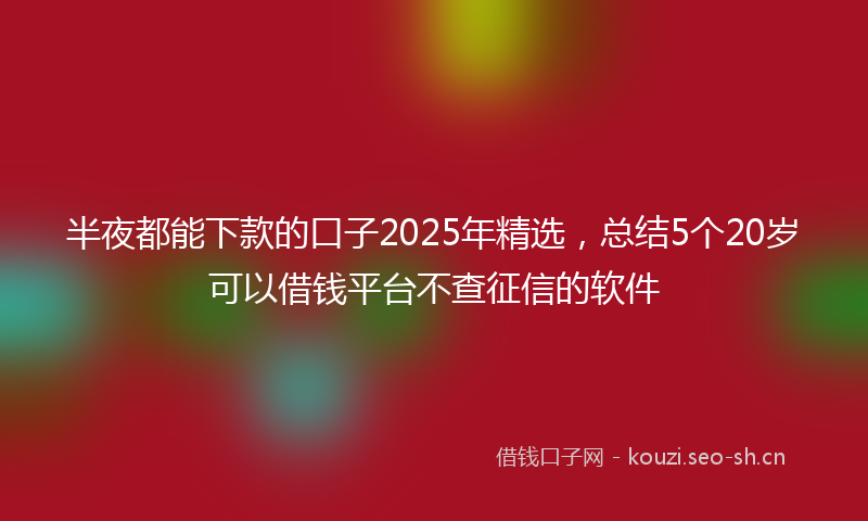 半夜都能下款的口子2025年精选，总结5个20岁可以借钱平台不查征信的软件