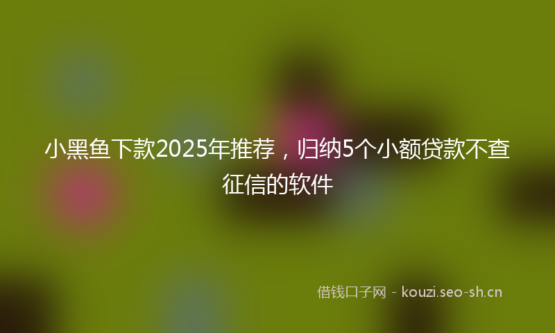 小黑鱼下款2025年推荐，归纳5个小额贷款不查征信的软件